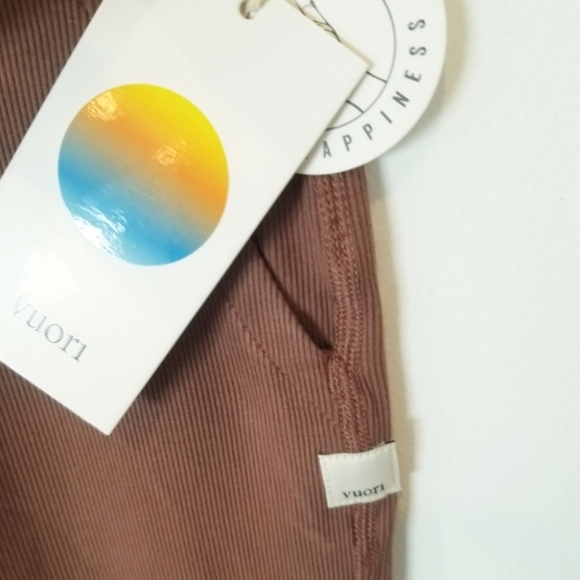 Vuori Mudra Jumpsuit Women's Ribbed Drawstring Pockets Athleisure Hazelnut NWT - Picture 12 of 13